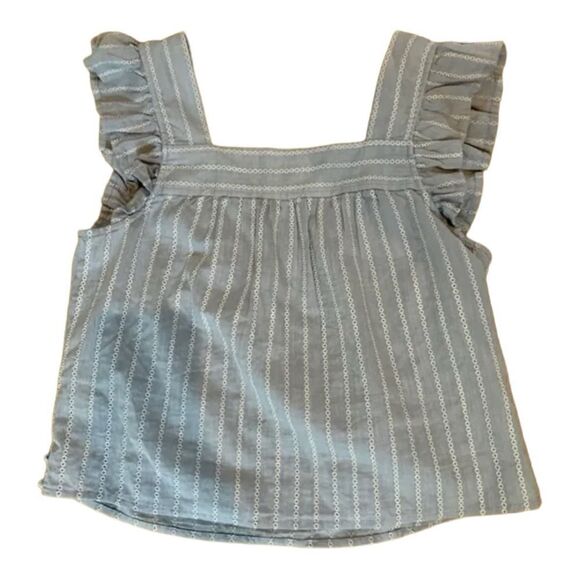 Madewell | Striped Flutter Sleeve Cross Back Top | S - Picture 4 of 9